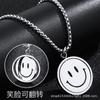 Collar de Moda con Cara Sonriente Giratoria Colgante Hip Hop Expresión Flip Artístico Hombres y Mujeres Moda Estado de Ánimo Nueva Cadena para Suéter