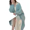 Nuevo cárdigan de punto para otoño e invierno, moda vintage, simple, grueso, holgado, abrigo largo de suéter para mujer con trenzas