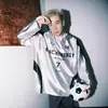 Camiseta de Manga Larga Retro Plateada con Estampado de Letra para Hombre Streetwear Sudadera para Mujer Bloque de Color Patchwork Deporte Hip Hop Americano