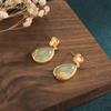 Transmissão ao Vivo de Celebridade da Internet com Produtos Cobre Dourado Banhado Design de Corte Jade Hetian Verde Jade Brincos de Lótus Brincos de Fada Antigos