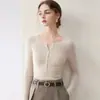 ¡Suave y amigable con la piel! Top Base de Punto 100% Cachemira Otoñal para Mujer, Estilo Europeo de Alta Gama Otoño/Invierno Suéter de Capa Interior Ajustado