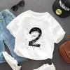 Camiseta de Manga Corta para Bebé de 1 Año Cumpleaños Número Verano Nueva Ropa para Niños Niños y Niñas Dibujos Animados Algodón Tops