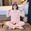 Novo Pijama Infantil Estilo Coreano Menina Algodão Nuvem Manga Longa Pijama Infantil Primavera e Outono Gola Boneca Roupa de Casa Menina