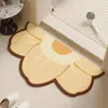 Tapete de Tierra de Diatomeas, Absorbente de Agua, Antideslizante, Secado Rápido para Entrada de Baño, Tapete Antideslizante Semircircular Floral