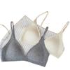 Ropa interior para mujer, estilo francés, de algodón puro, con copa triangular, cómoda, ligera, sin marcas, con escote pequeño, color blanco y negro, talla 833