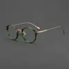 Armazón de Gafas Hecho a Mano Estilo Japonés de Titanio Puro Unisex Lo-102 Armazón Ovalado Retro de Acetato Bj Mismo Estilo de Armazón de Gafas