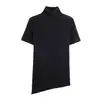 Comércio Exterior Transfronteiriço Roupas Femininas Lançamentos Primavera 2026 Moda Casual Estilo Europeu e Americano Camiseta Assimétrica de Gola Alta 5578001