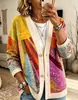 2026 Comercio Exterior Transfronterizo Ropa de Mujer Color Sólido Estampado Digital Cárdigan Cómodo Casual Cuello en V Top para Mujer Estilo Europeo y Americano