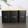 Tapa de Madera Simple con Sello de Anillo de Silicona, Lata a Prueba de Humedad para Granos de Café, Lata para Dulces de Café, Té, Té, Lata con Tapa de Bambú