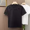 Camiseta Básica de Manga Corta Estampada con Letras para Hombre, Camiseta Base para Adolescentes, Top Versátil Casual Ajustado al Cuerpo con Cuello Redondo