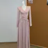 Vestido de Moda Francés Elegante Ajustado a la Cintura Adelgazante con Escote en V Cruzado de Manga Larga Falda Larga Maxi Plisada de Dobladillo Ancho para Mujer