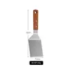 Espátula de Cozinha de Aço Inoxidável com Cabo de Madeira Espátula para Fritar Teppanyaki Espátula Perfurada Espátula para Bife Espátula Triangular Espátula para Pizza Crepe