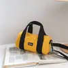 Bolsa Transversal Cilíndrica de Tecido Oxford Bolsa de Mão Simples Bolsa Transversal para Casal Homens e Mulheres Bolsa de Ombro Pequena Bolsa Boston Tendência