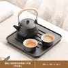 Conjunto de Chá Kung Fu de Cerâmica Preta Pequeno para Uso Doméstico, Bule e Xícara de Chá Cerâmicos para Uma Pessoa para Beber Individualmente em Hotel ou Dormitório