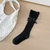 Calcetines de Encaje con Lazo Estilo Japonés Estilo Primavera/Otoño miu Calcetines Largos Calcetines de Encaje con Volantes Lolita Calcetines de Algodón para Mujer de Media Pantorrilla