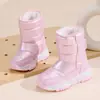 Botas de Algodón Transfronterizas para Niños con Forro Polar y Espesor para Calidez Invernal Botas de Nieve para Niños Resistentes al Desgaste Antideslizantes Zapatos Casuales de Exterior para Niñas