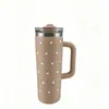 Taza de café inclinada de 25 ml, taza aislada para niñas, alto valor estético, taza de café de gran capacidad, vaso para hielo para coche, vaso con pajilla de doble uso