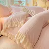 Inverno Novo Tipo uma Borda de Concha de Peso Elevado Esculpida Veludo Leite Veludo Conjunto de Quatro Peças Espessado Aquecido Roupa de Cama