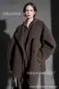 Elegante e Luxuoso Casaco com Gola Alta, Design de Botões Laterais com Cinto para Mulheres, Casaco Dupla Face em Tencel e Lã de Yak, Nova Coleção de Inverno