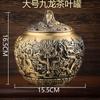 Lata de Té Kowloon, Lata de Té Cinco Bueyes, Adorno de Escritorio Lata de Té de Latón