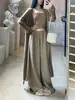 Otoño/Invierno 2026 Nuevo cárdigan largo de punto sin tirantes pantalones de pierna ancha de cintura alta conjunto de tres piezas de punto estilo perezoso con temperamento para mujer