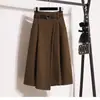 Falda Media de Lana Talla Grande 2026 Nuevo Estilo Otoño/Invierno para Mujeres de Talla Grande Cintura Alta Adelgazante Temperamento Cubre Defectos Falda Midi de Corte A