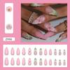 Flores Listradas Metálicas Brilho Francês Contas Douradas Meninas Branco Doce Gentil Elegante Moda Estilo Ins Manicure