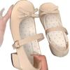 Zapatos de Cuero Pequeños Versátiles con Lazo de Suela Gruesa y Tacón Grueso para Mujer Retro Verano 2025 Nuevos Zapatos Mary Jane Franceses de Punta Redonda