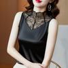 2021 Primavera/Verão Meia-alta Pescoço Mãe Base Camisa Feminina Slim-fit Elegante Sem Mangas Ice Silk Top Cetim Colete