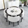 Mesa de jantar retrátil para apartamento pequeno, casa, loja, combinação de mesa e cadeira para negociação e mesa redonda para recepção