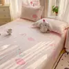 Lençol de cama de peça única em algodão puro, estilo simples e fresco, conjunto de três peças com fronha individual grande para dormitório, adequado para todas as estações
