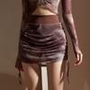 Saia de Tênis Esportiva Feminina Saia Externa Camuflada Bolsa Quadril Verão Secagem Rápida Anti-andar Cintura Alta Fitness Yoga Saia