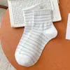 Meias Novas de Outono para Mulheres Algodão Outono e Inverno Borda Enrolada Listradas Finas Sem Costura Faculdade Ins Ballet Meia-Calça Meia Japonesa e Coreana Simples