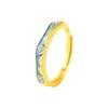 Anel de Casal Tichia Original Céu Estrelado Romântico Prata Esterlina S925 Luxo Leve Requintado Versátil Esmalte de Coração Anel Aberto