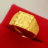 Anel masculino de ouro de areia do Vietnã Joias de ouro de moeda europeia atacado latão banhado a ouro 24k anel de caráter fu aberto tirano