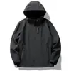 Chaqueta Exterior Estilo Americano para Hombre Japonesa Talla Grande Funcional Ropa de Trabajo Chaqueta de Velcro Cuello Alto Top con Capucha