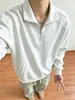 Sudadera con media cremallera y cuello alto estilo retro americano para hombre, capa interior de peso pesado para otoño, capa base, ajuste limpio, chaqueta para pareja