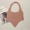 Camisole de Tricô com Gola Halter Estilo Desejo Puro Irregular 2024 Novo Modelo Costas Bonitas Para Usar por Dentro e por Fora Top Tubo Top de Garota Popular