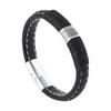 Pulsera Popular Transfronteriza para Hombre de Aleación y Cuero Pulsera Trenzada de Cuerda de Cuero Europea y Americana Hebilla Magnética de Aleación Pulsera Punk para Pareja