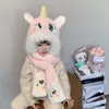 Conjunto de Três Peças de Chapéu de Inverno Infantil My Little Pony Fofo Unicórnio Três em Um Proteção para Orelhas Quente e à Prova de Frio Chapéu de Pelúcia