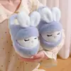Sapatos de algodão de inverno para crianças, design fofo de coelho, quentes e forrados com fleece, para meninas, estilo combinando pai-filho, antiderrapantes, com sola grossa, pantufas de algodão para ambientes internos para bebês
