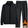 Conjunto de Sudadera Gruesa con Forro Polar y Cárdigan de Punto con Cuello Alto para Otoño e Invierno 2025, Conjunto Deportivo Casual Popular de Dos Piezas 8713