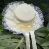 Sombrero de Paja Lolita de Encaje Dulce Estilo Ins, Sombrero de Paja con Cinta para el Sol Estilo Bosque Pastoral Lo Playa