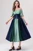 Vestido Medieval Retro Europeu e Americano Novo com Costura em Contraste, Manga Flutuante, Cadarço na Cintura, Saia Ampla, Vestido de Baile