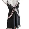 Pijama de Seda de Hielo para Mujer, Verano Negro Conjunto de Camisón con Tirantes Solubles en Agua, Estilo Sexy Delgado, Ropa de Casa para Niñas, Puro y Sexy