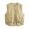 Top Chaleco de Moda para Mujer 2026 Primavera y Otoño Nuevo Estilo Europeo y Americano Dobladillo Plisado Holgado Ropa de Mujer de Moda