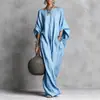 Site Independente Transfronteiriço Europeu e Americano da Amazon Primavera/Verão 2026 Vestido Morcego Solto Casual Moda Vestido Imitação de Algodão e Linho