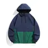 En Stock Chaqueta Cortavientos con Capucha de Bloques de Color para Hombre, Holgada, Hombro Caído, Tallas Grandes, Primavera Otoño, Exterior Casual