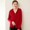 Outono e inverno novo cashmere com capuz malha cardigan duplo zíper com bolso cor sólida suéter macio cera jaqueta para mulheres