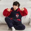 Ropa de Dormir de Invierno para Niños de Comercio Exterior, Acolchada con Forro Polar de Terciopelo Coral, Trajes de Dibujos Animados para Niños, Ropa para Casa Linda con Capucha para Niños